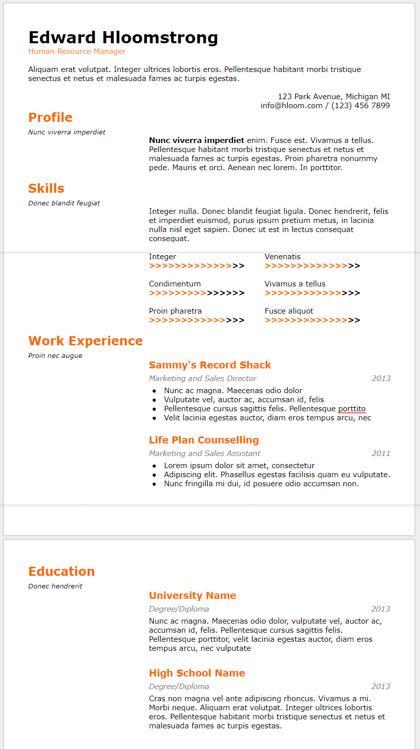 google resume templates