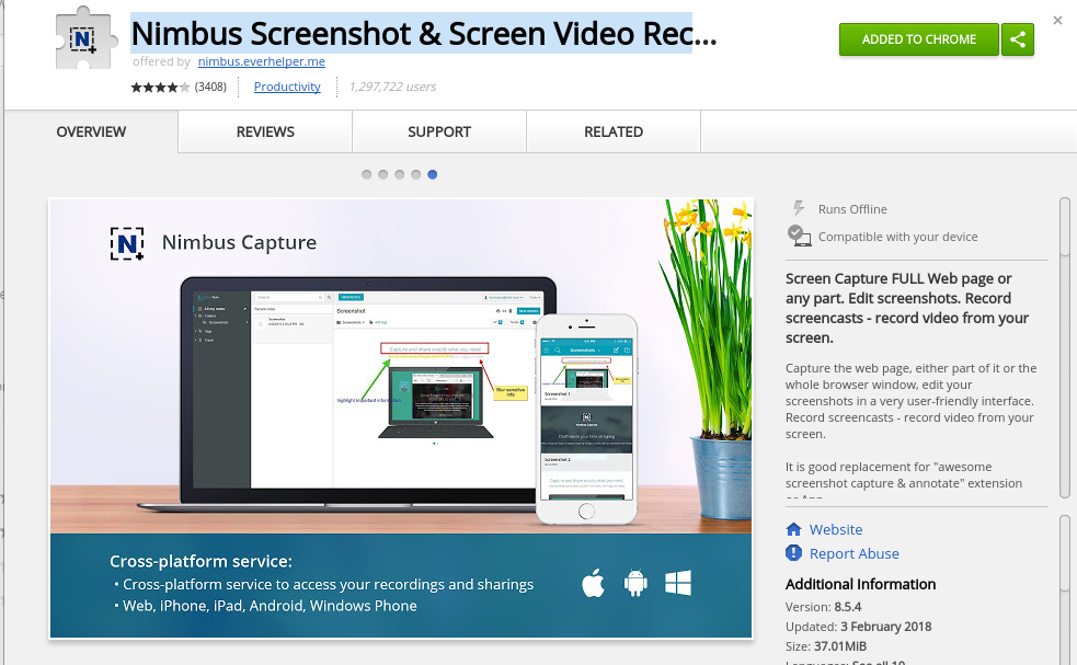 Nimbus for screen recording in chrome OS