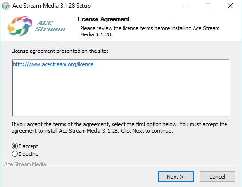 acestream in Windows