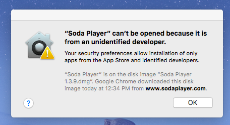 App can’t be opened because it is from an unidentified developer
