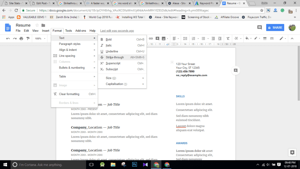  How To Add Strikethrough In Google Docs Quick Easy Method 2020 