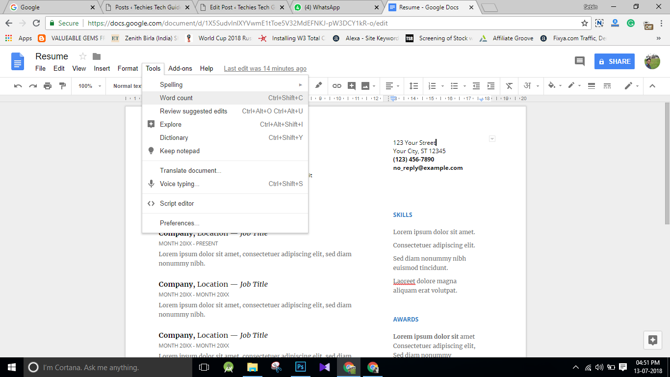How to Check Word Count on Google Docs? No Addons required1366 x 768