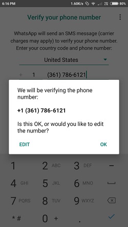 usa American number for WhatsApp