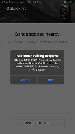 Galaxy Fit e Band pairing iphone