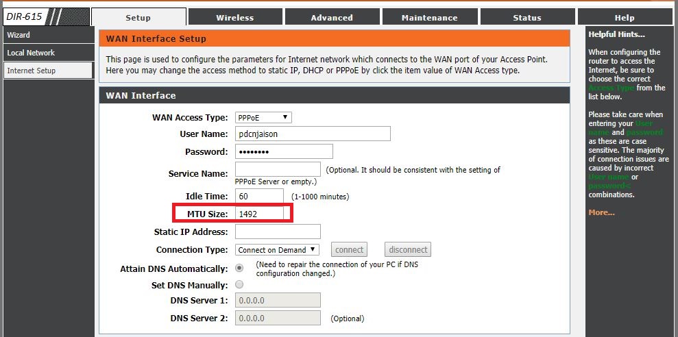 How to change the MTU value on a router?