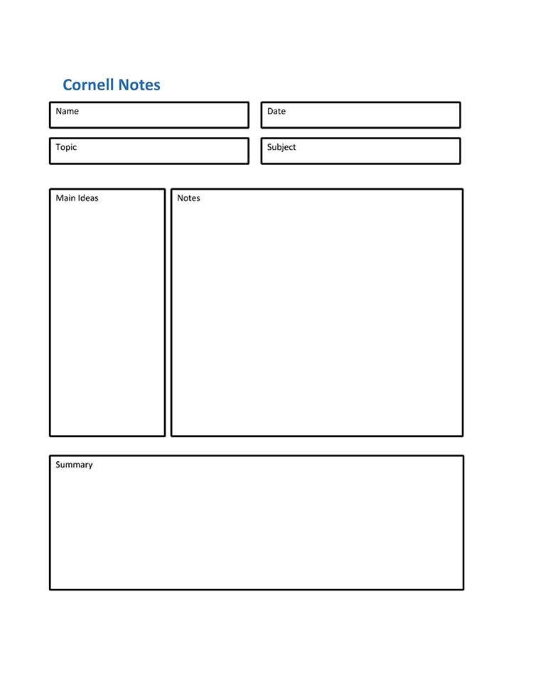 Cornell notes template MS Word