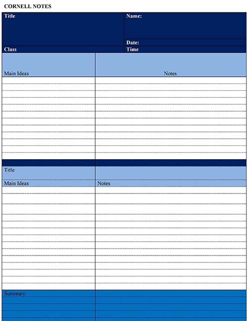 20+ Cornell notes template 2020 – Google Docs & Word Printable themes ...