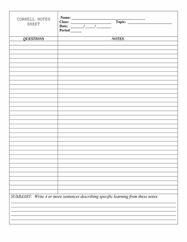 11+ Cornell notes template 1111 - Google Docs & Word Printable themes Within Cornell Note Template Word