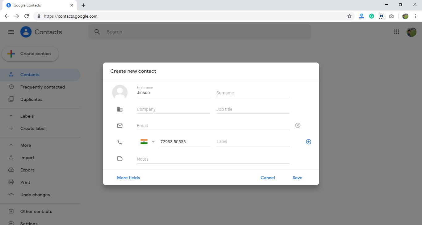 Import Contacts to Google Contacts