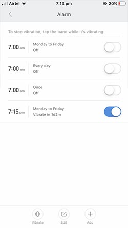 how to Setup Alarm on Mi band 4