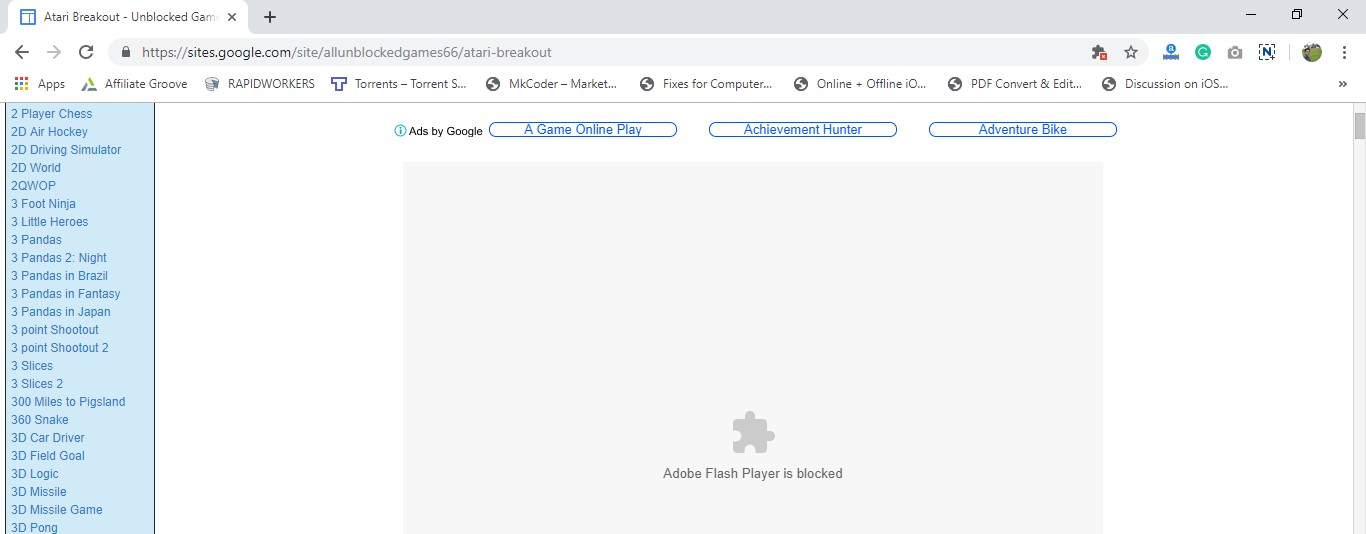 google chrome adobe flash player not showing in extension window