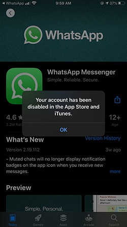 Your Account has been disabled in the App Store and iTunes