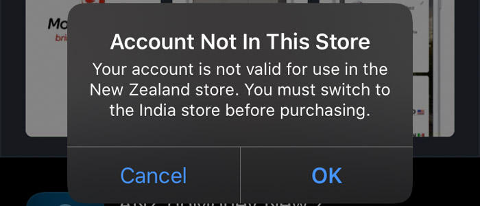 [Solved] Account Not in this store – Apple store error while changing country