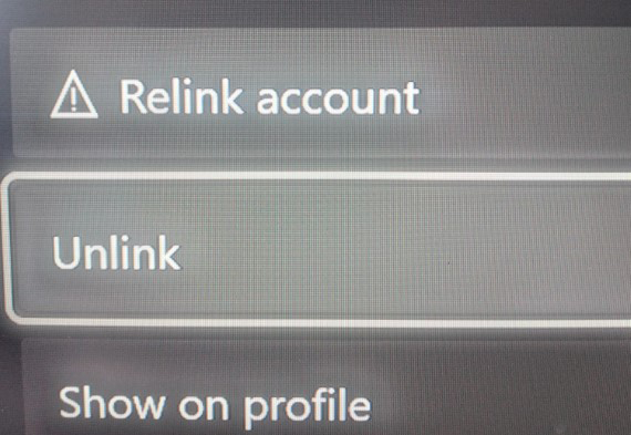 "Relink Account" Issue on Xbox